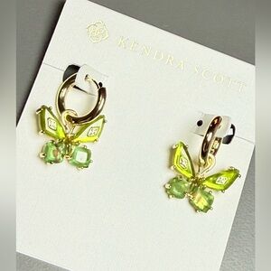 Kendra Scott Bianca Gold Butterfly Huggies in Green Mix